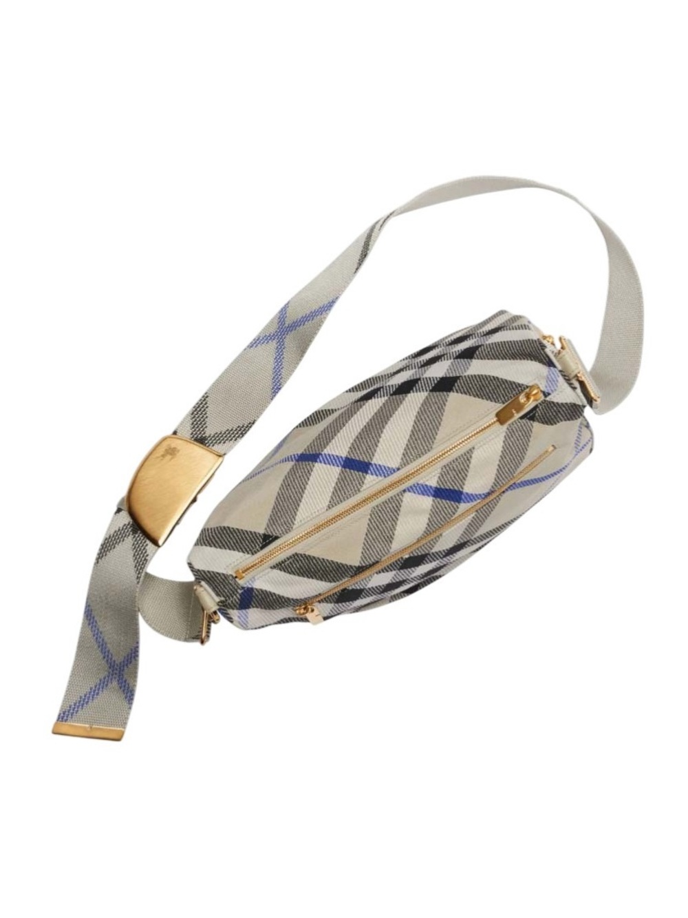 Burberry Medium Shield Checked Crossbody Bag in Lichen
